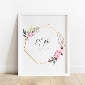 El Roi, The God Who Sees Me Print, El Roi Printable Wall Art, Genesis 16:13, Names of God, Bible Verse Wall Art, Christian Wall Art, El Roi