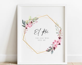 El Roi, The God Who Sees Me Print, El Roi druckbare Wandkunst, Genesis 16:13, Namen Gottes, Bibelvers Wandkunst, christliche Wandkunst, El Roi