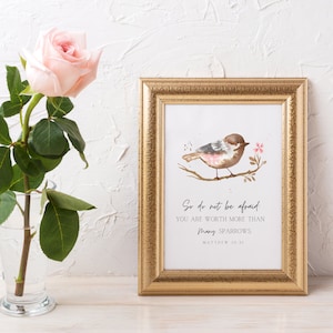 Worth More Than Many Sparrows Print, Matthew 10:31 Wall Art, Christian Digital Download, Bible Printables
