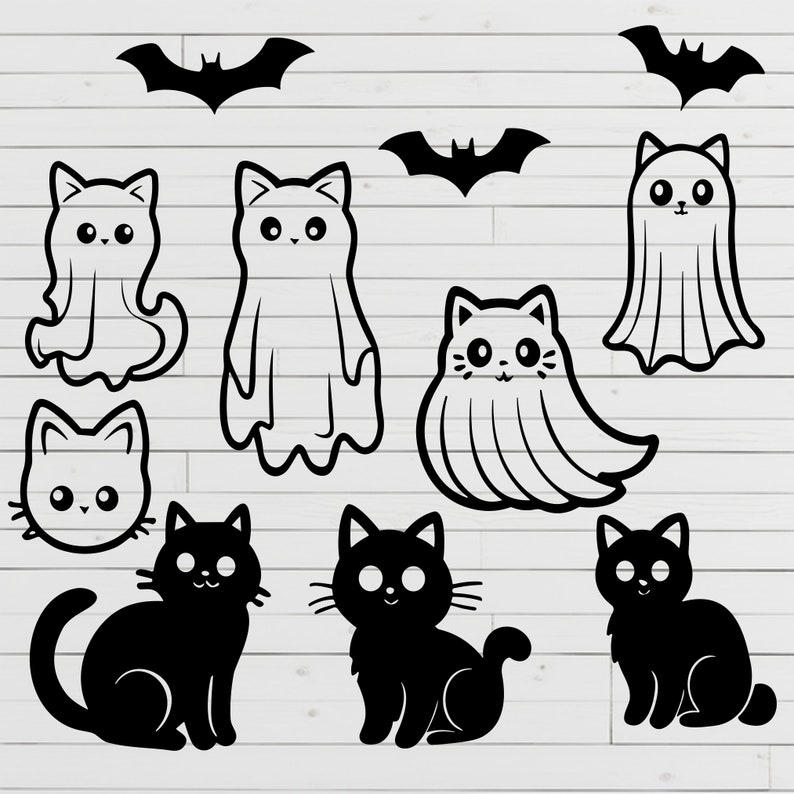 Spooky Cats and Ghostly Friends SVG Bundle - Halloween Delights! - Etsy