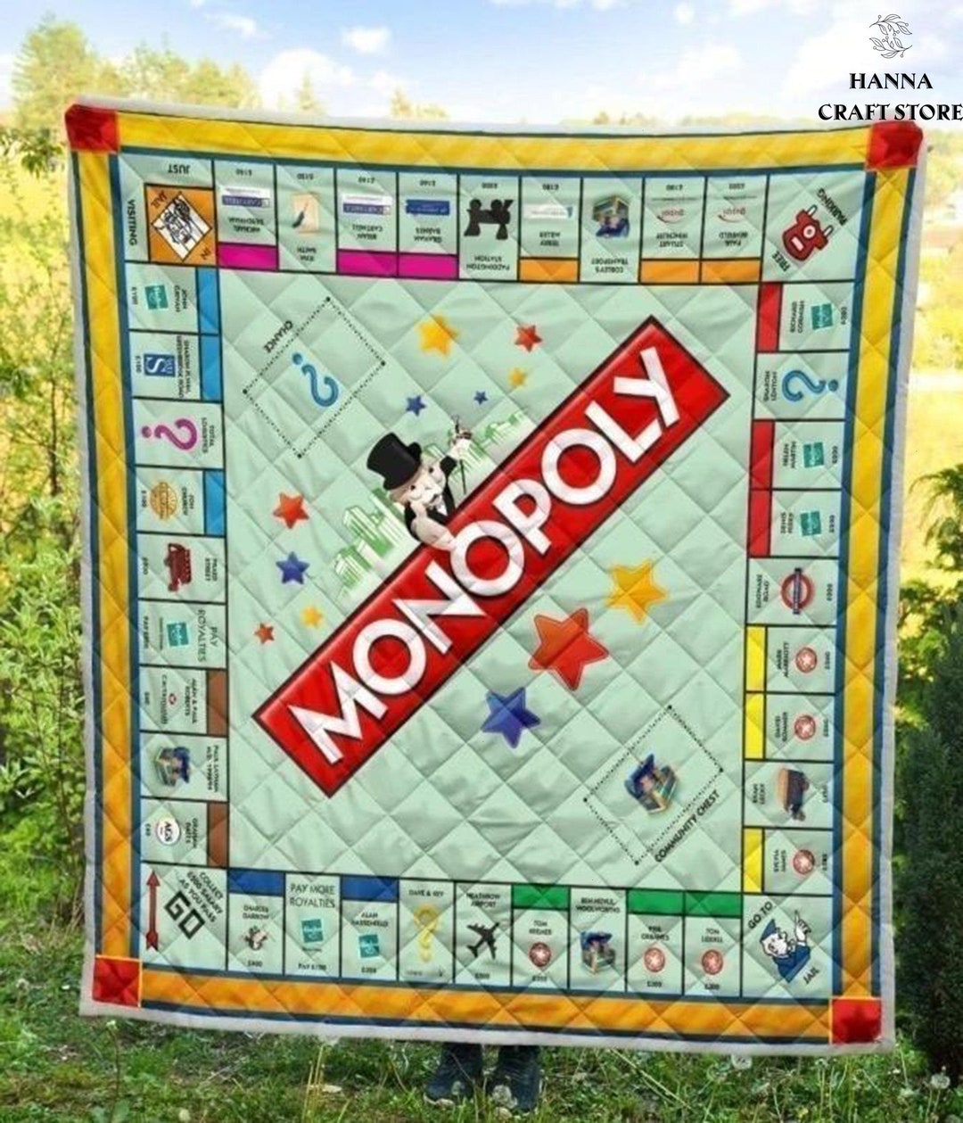 Monopoly Board Game Quilt Blanket UK Version the Fastdealing Etsy