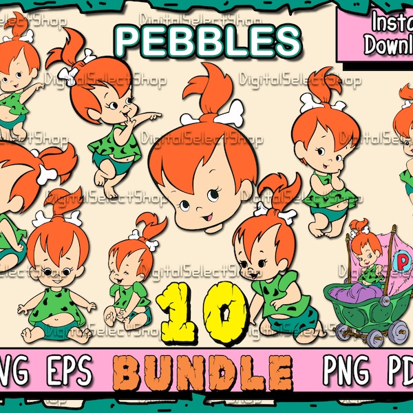 Pebbles Flintstones Svg Bundle, Svg Pack, Layered Svg, PNG, PDF, EPS, Files for Cricut,, Svg Bundle, Cricut Cut, Flintstones Pack, Cute