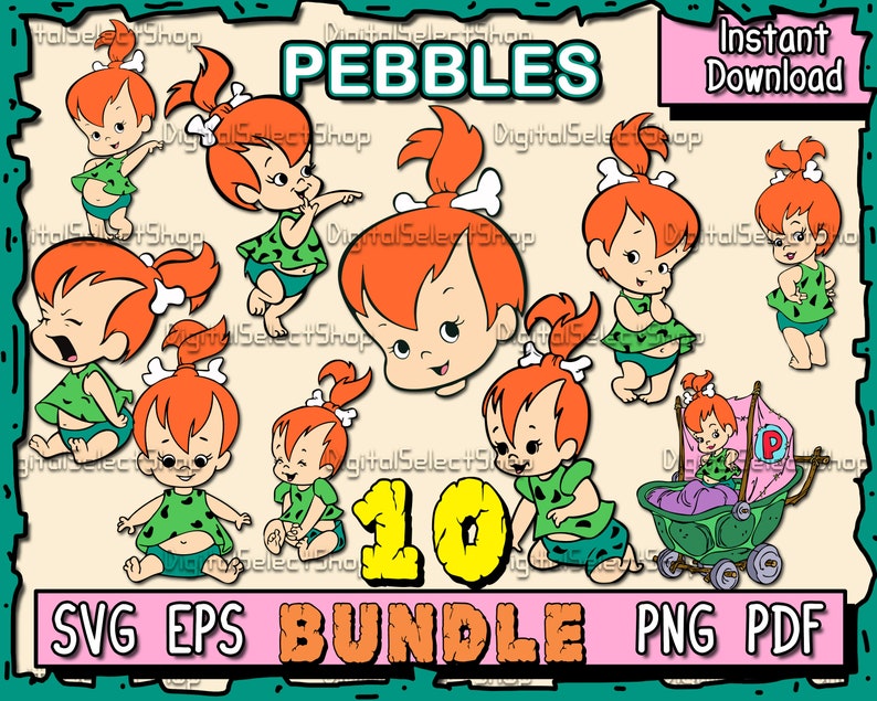 Peebles Svg Pebbles Flintstones Svg Bundle, Svg Pack, Layered Svg, PNG, PDF, EPS ...