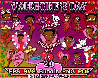 Schwarzes Betty Boop-Svg-Bundle, Valentinstag-Svg, Bundle-Schicht-Svg, PNG, PDF, EPS, Dateien für Cricut, Betty Boop Clipart, SVG-Bundle, Cricut-Schnitt