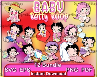 Baby Svg Bundle, Baby Betty Boop Svg, Layered Svg, PNG, PDF, EPS, Files for Cricut, Cute Baby Svg, Betty Boop Clipart, Cut File,