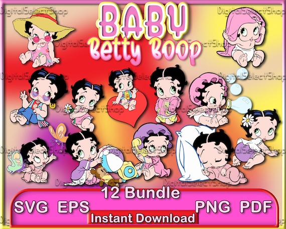 Baby Svg Bundle, Baby Betty Boop Svg, Layered Svg, PNG, PDF, EPS, Files for Cricut, Cute Baby Svg, Betty Boop Clipart, Cut File,