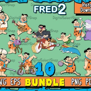 Fred Flintstones Svg Bundle, Second Svg Pack, Layered Svg, PNG, PDF, EPS, Files for Cricut,, Svg Bundle, Cricut Cut, Cute, Flintstones Pack