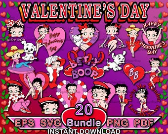 Valentinstag Betty Boop SVG-Bundle, Liebe, SVG-Pack, PNG, PDF, EPS, Dateien für Cricut, Betty Boop Clipart, SVG-Bundle, Cricut Cut