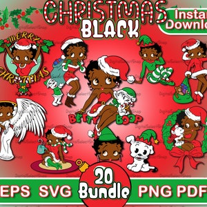Schwarzes Betty Boop-Svg-Bundle, Weihnachtssvg, Bundle-Schicht-Svg, PNG, PDF, EPS, Dateien für Cricut, Betty Boop Clipart, SVG-Bundle, Cricut-Schnitt