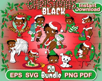 Black Betty Boop Svg Bundle, Christmas Svg, Bundle Layered Svg, PNG, PDF, EPS, Files for Cricut, Betty Boop Clipart, Svg Bundle, Cricut Cut