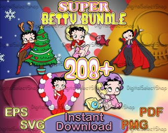 Super Betty Boop SVG-Bundle, SVG-Pack, PNG, PDF, EPS, Dateien für Cricut, Betty Boop Clipart, SVG-Bundle, Cricut-Schnitt