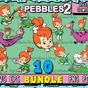 Pebbles Flintstones Svg Bundle, Svg Pack, Layered Svg, PNG, PDF, EPS, Files for Cricut,, Svg Bundle, Cricut Cut, Flintstones Pack, Second