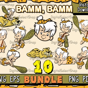 Flintstones Svg Bundle, Bamm Bamm, Svg Pack, Layered Svg, PNG, PDF, EPS, Files for Cricut,, Svg Bundle, Cricut Cut, Cute, Flintstones Pack