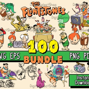 Flintstones Svg Bundle, Svg Pack, Layered Svg, PNG, PDF, EPS, Files for Cricut,, Svg Bundle, Cricut Cut, Fred, Pebbles, Wilma, Dino,