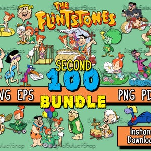 Flintstones Svg Bundle, Second Svg Pack, Layered Svg, PNG, PDF, EPS, Files for Cricut,, Svg Bundle, Cricut Cut, Fred, Pebbles, Wilma, Dino,