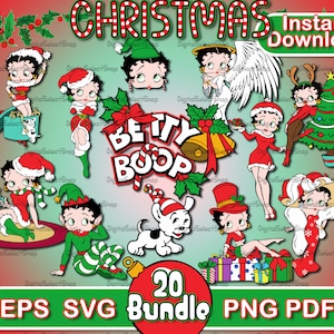 Christmas Betty Boop Svg Bundle, Svg Pack, Layered Svg, PNG, PDF, EPS, Files for Cricut, Betty Boop Clipart, Svg Bundle, Cricut Cut