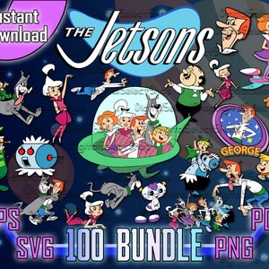 The Jetsons Svg Bundle, Retro Cartoon, Svg Pack, Layered Svg, PNG, PDF, EPS, Files for Cricut, Cricut Cut, George, Jane, Judy, Elroy, Astro