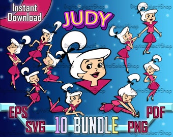 The Jetsons Svg Pack, Judy Jetson, Retro Cartoon, Svg Bundle, Layered Svg, PNG, PDF, EPS, Files for Cricut, Cricut Cut, Space Toon
