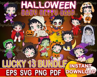 Halloween-Baby-Svg-Bundle, Baby-Betty Boop-Svg, geschichtet, PNG, PDF, EPS, Dateien für Cricut, süßes Baby-Svg, Betty Boop Clipart, Schnittdatei,