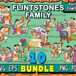 Flintstones Svg Bundle, Family Svg Pack, Layered Svg, PNG, PDF, EPS, Files for Cricut,, Svg Bundle, Cricut Cut, Fred, Pebbles, Wilma, Dino,
