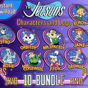 The Jetsons Svg Pack, Retro Cartoon, Svg Bundle, Layered Svg, PNG, PDF, EPS, Files for Cricut, Cricut Cut, George, Jane, Judy, Elroy, Astro