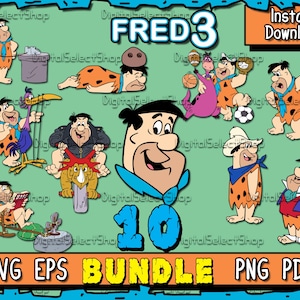 Fred Flintstones Svg Bundle, Third Svg Pack, Layered Svg, PNG, PDF, EPS, Files for Cricut,, Svg Bundle, Cricut Cut, Cute, Flintstones Pack