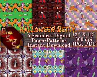 Halloween nahtlose, digitale Papier, Betty Boop Muster, Urlaub Scrapbook Papier, Halloween Hintergrund, nahtlose Muster, Sofort Download