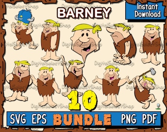 Flintstones SVG-Bundle, Barney, Feuerstein-Svg-Paket, PNG, PDF, EPS, Dateien für Cricut,, SVG-Bundle, Cricut Schnitt, niedlich, Flintstones Pack