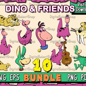 Dino Flintstones Svg Bundle, Svg Pack, Layered Svg, PNG, PDF, EPS, Files for Cricut,, Svg Bundle, Cricut Cut, Hoppy, Baby Puss, Pack, Cute