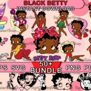 Black Betty Boop Svg Package, African, Bundle Layered Svg, PNG, PDF, EPS, Files for Cricut, Betty Boop Clipart, Svg Bundle, Cricut Cut
