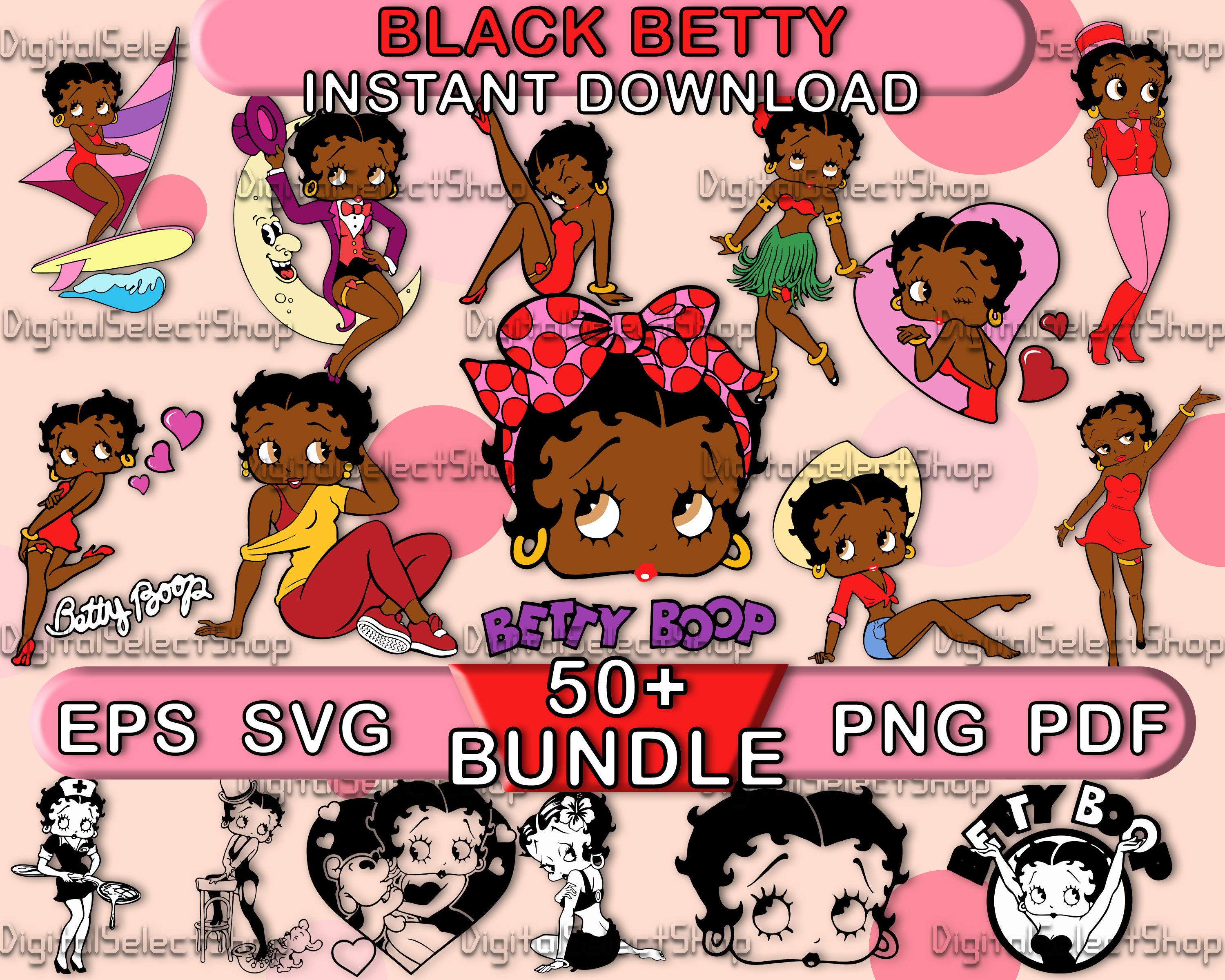 Black Betty Boop Svg Package African Bundle Layered Svg Etsy
