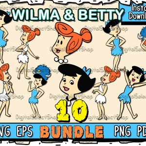 Wilma Flintstones Svg Bundle, Betty, Svg Pack, Layered Svg, PNG, PDF, EPS, Files for Cricut,, Svg Bundle, Cricut Cut, Flintstones Package