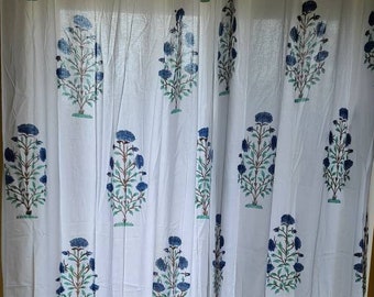 Hand Block Printed Mughal Design Curtain - Bohemian Elegance for Home Living