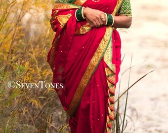 Ready to wear nauwari / maharastrian saree in Mastani Pattern