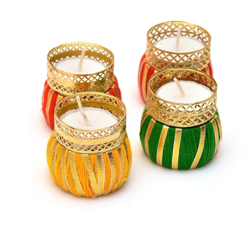Set of 4 Diwali Damru / Matki Tea Light Candle Holders random Etsy