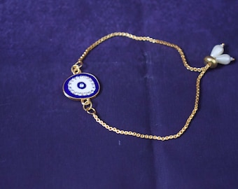Handmade Evil Eye Luck Bracelet: Adjustable Wrist