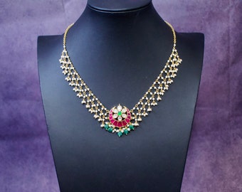Light weight Jadau kundan Choker necklace with Pearls /Jadau Jewelry