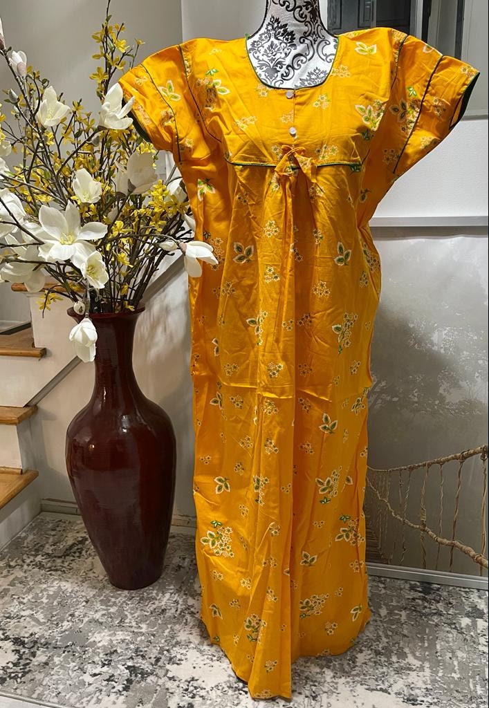 chinese dress ladies For N Beauty Stylish Indian Women's Cotton Traditional Printed Maxi Long  Nightgowns/Nighty (Grey, Free Size) at Amazon Women's Clothing store main image 1