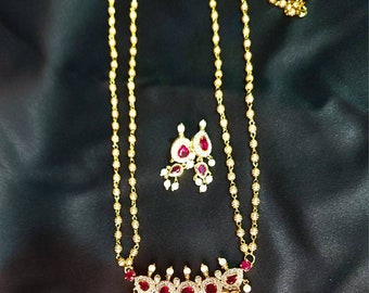 Elegant Maharashtrian Pearl and Bormal Necklace Tanmani Combo