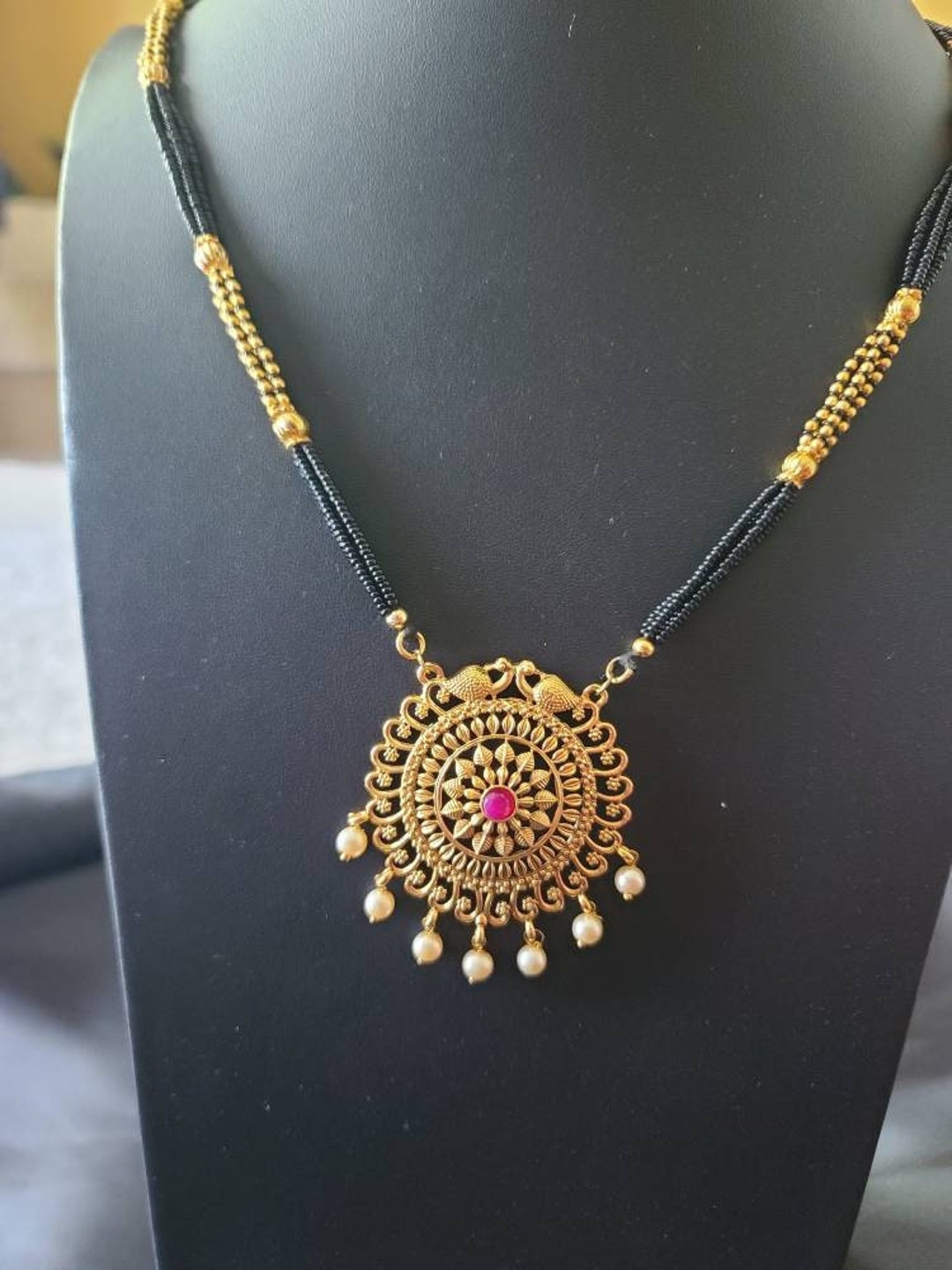 Elegant 36-inch Long Black Mangalsutra: A Timeless Symbol of Love