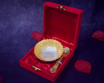 Gold and Silver Plated Bowl and Spoon Set - The Perfect Gift Item