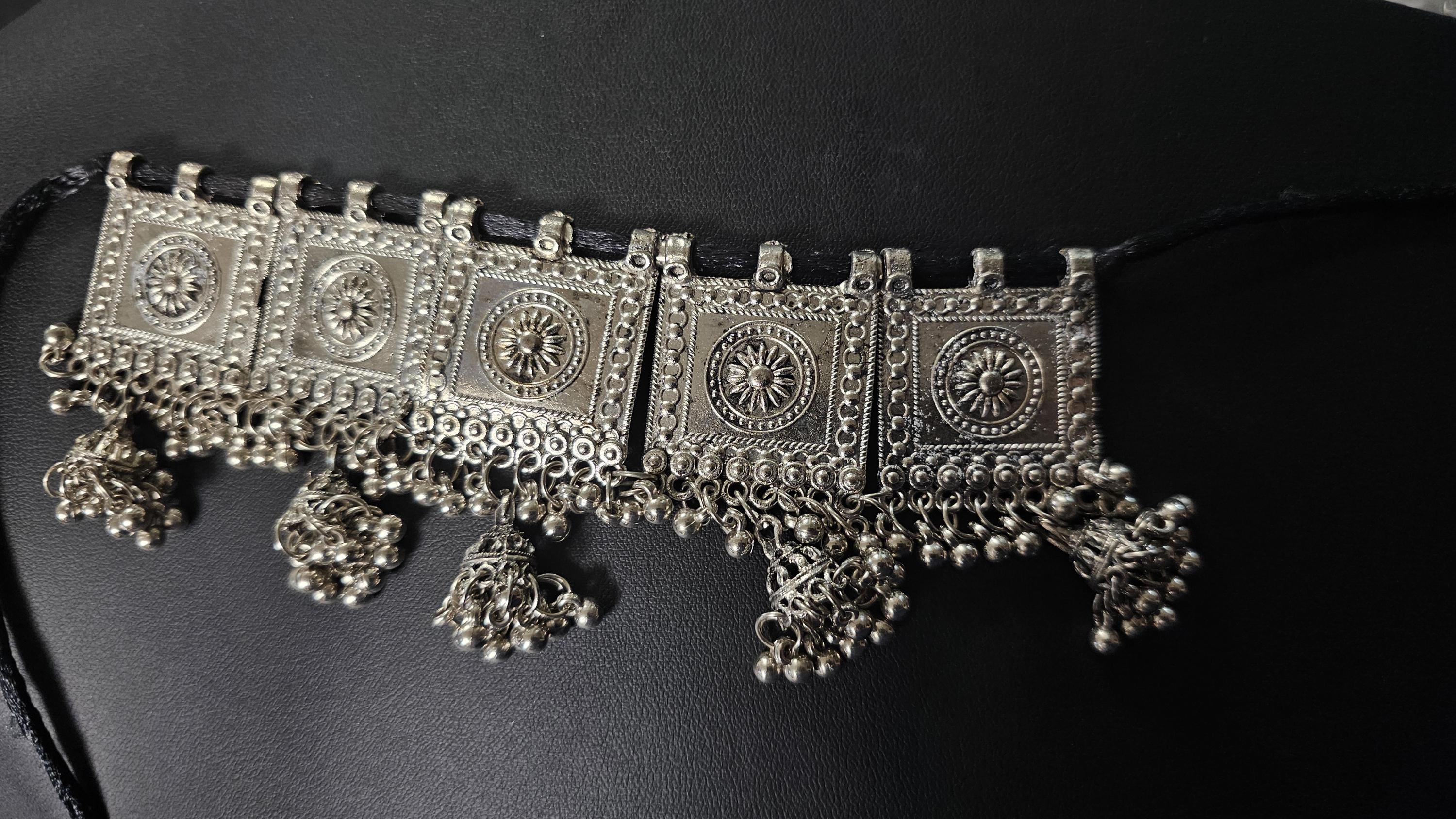 Indian Navaratri oxidized choker /Silver jewelry