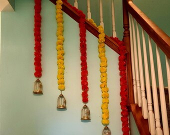 Marigold Garland Hangings with Cage - Vibrant Floral Home Decor