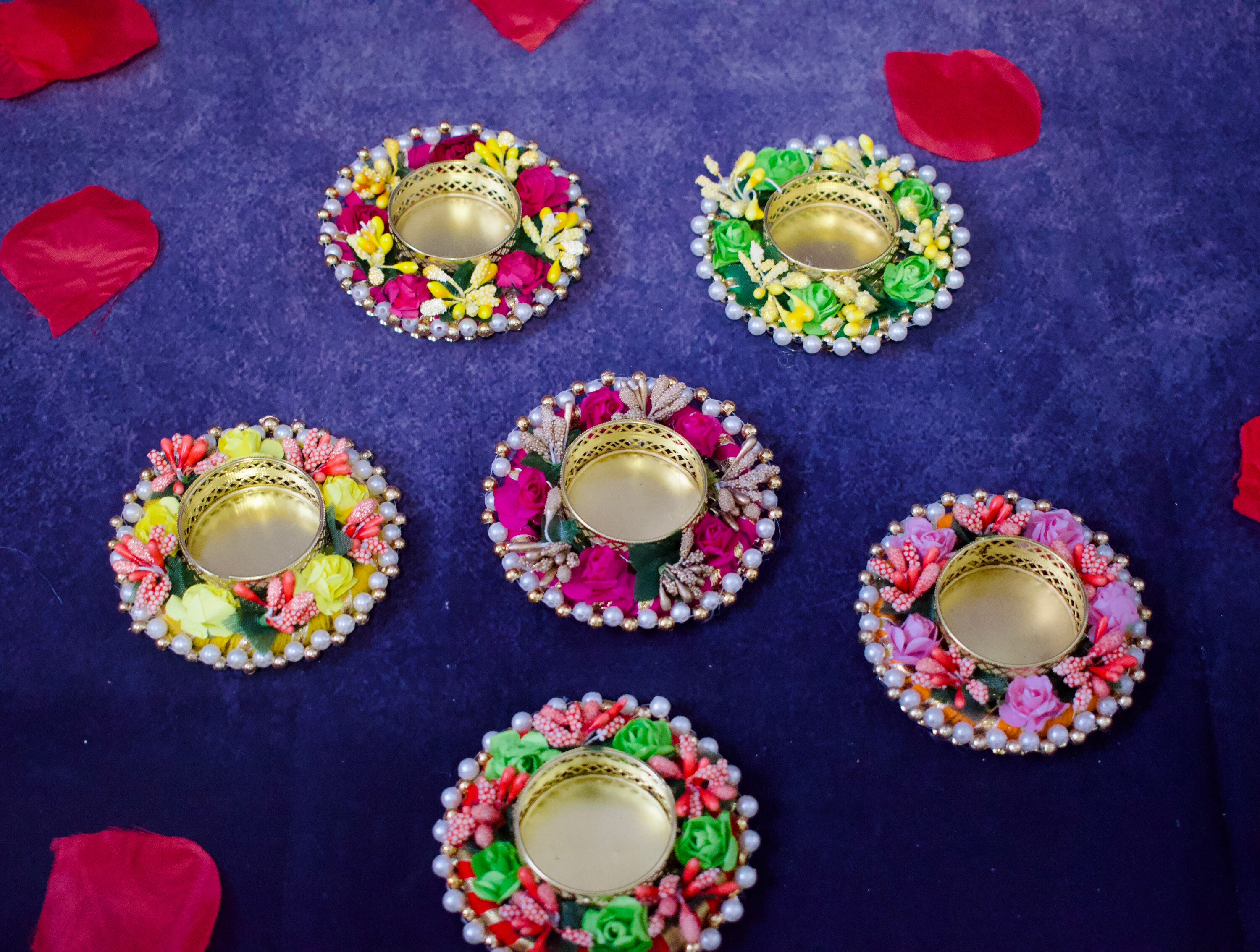 Set of 4 Flower Tea Light Candle Holders (candles Not Included ...