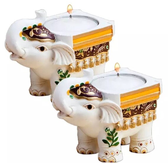 Lucky Elephant Tea Light Holder/ Indian Theme Candle Favor / Etsy