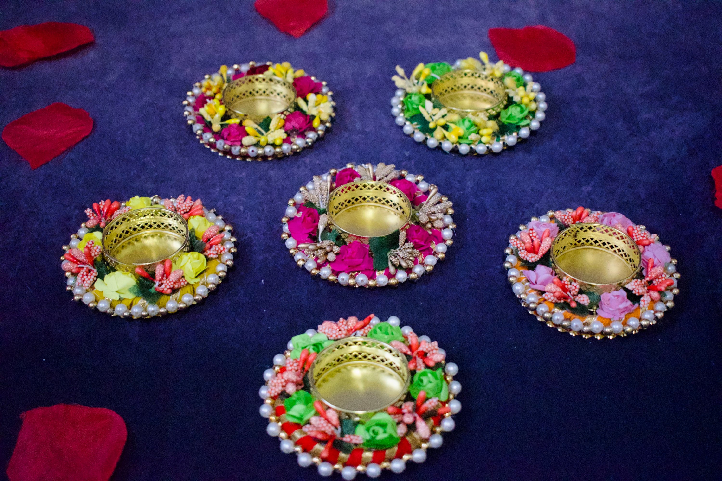 Set of 4 Flower Tea Light Candle Holders (candles Not Included ...