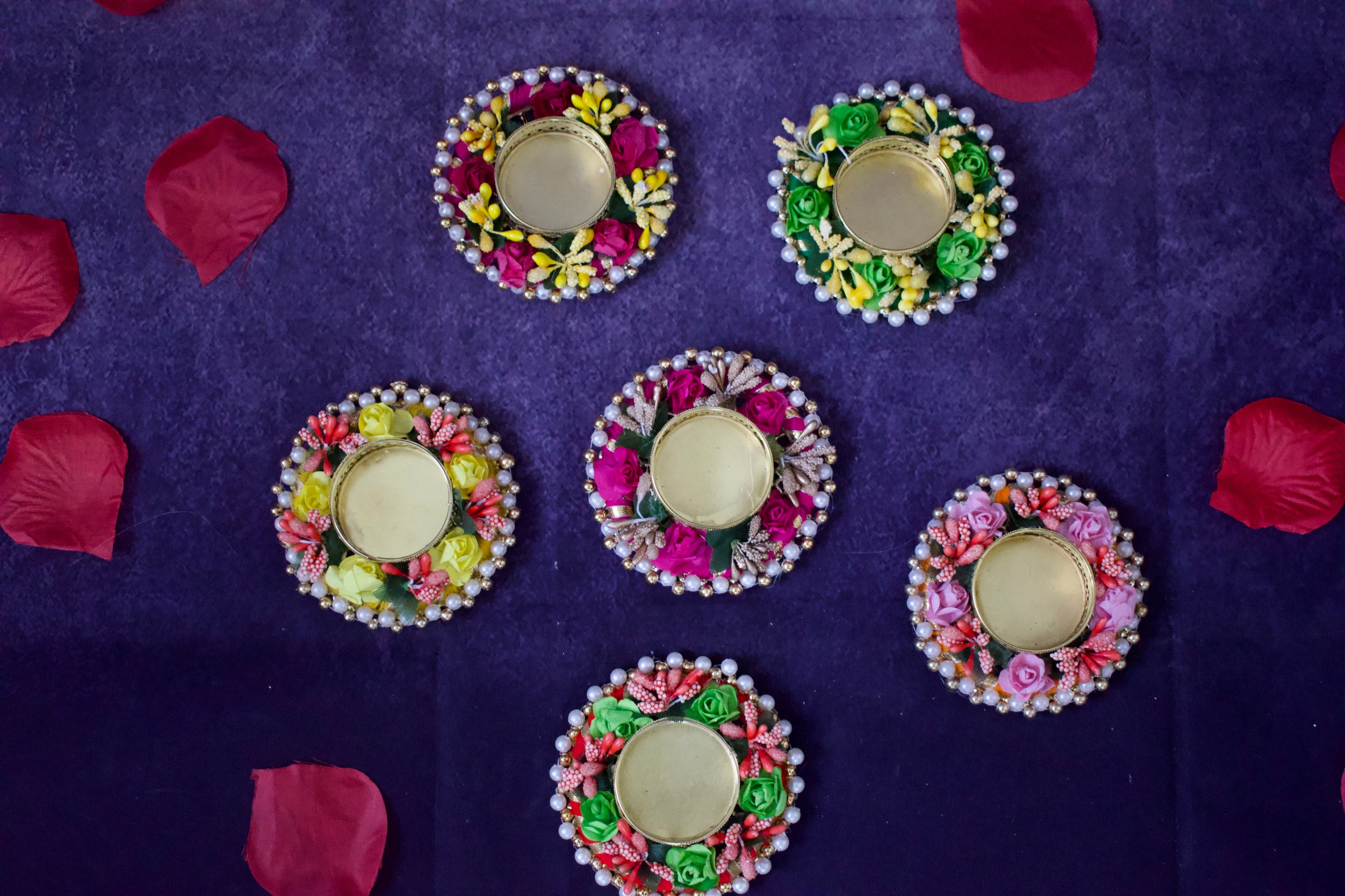 Set of 4 Flower Tea Light Candle Holders (candles Not Included ...