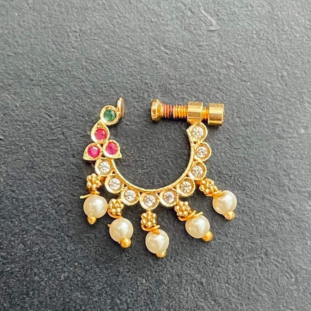 Nath,meenakari Peacock Gold Plated Green Nath,rajputi Jewellery,nathani, piercing Bridal Wedding Nathani,nose Pin Ring,indian Jewellery - Etsy