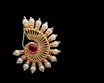 Pressed Nath/ Nose Ring /Marathi nose ring /NON Piercing Indian Nose Ring/ CLIP ON Nosepin/ Nathini / Nose clips