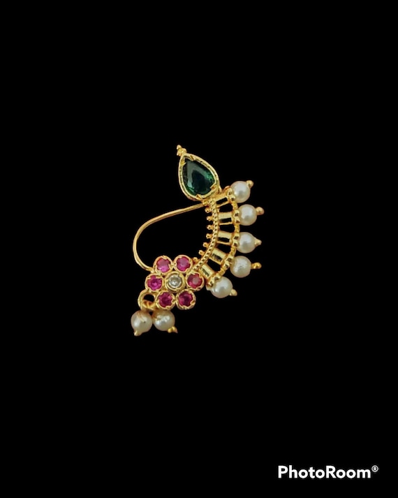 Buy VAMA FASHIONS Maharashtrian Marathi Nathiya Clip-on Nath without  Piercing Nose Ring Pin for Women & Girls at Amazon.in